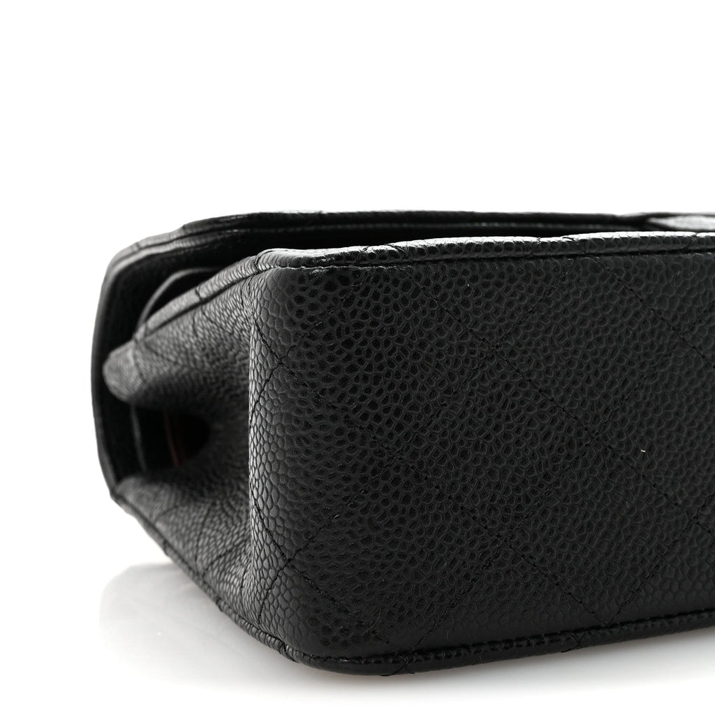Caviar Quilted Medium Double Flap Black