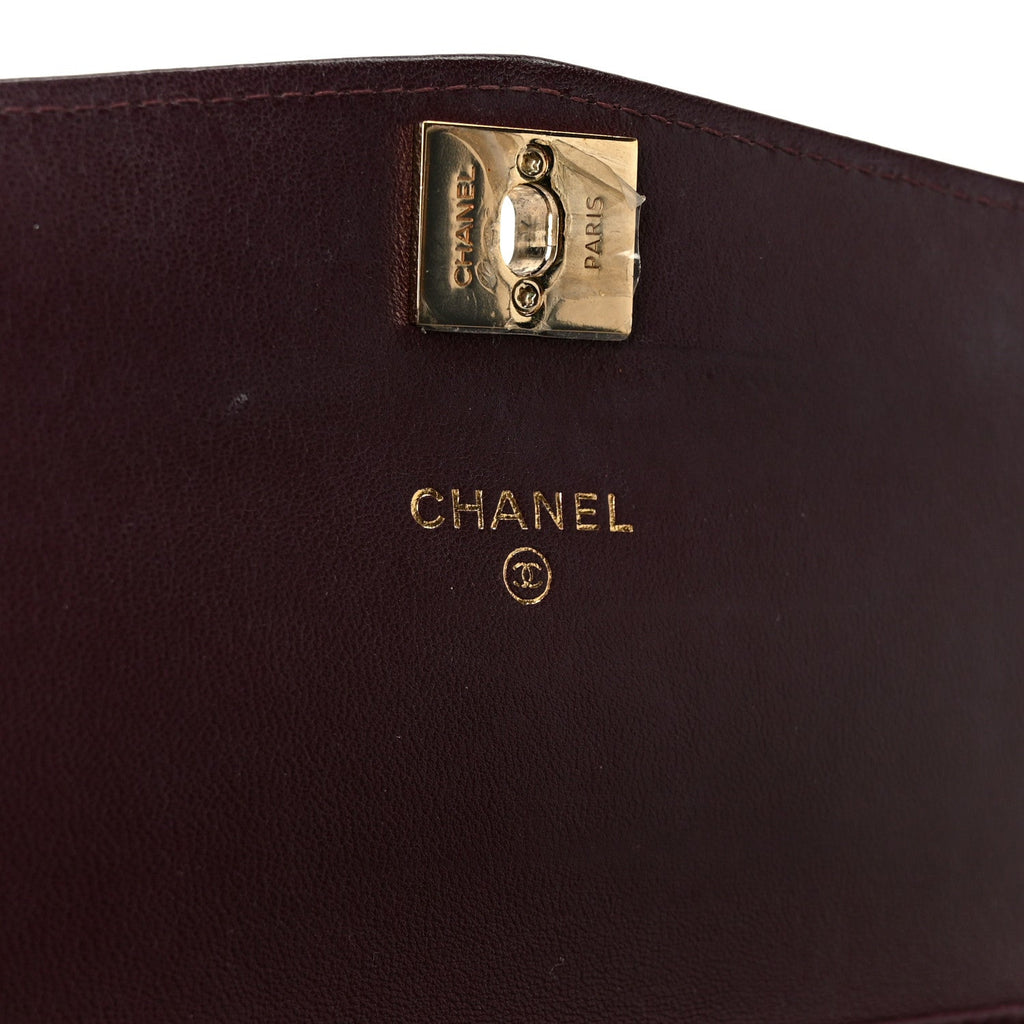 Lambskin Chevron Quilted Wallet On Chain WOC Black