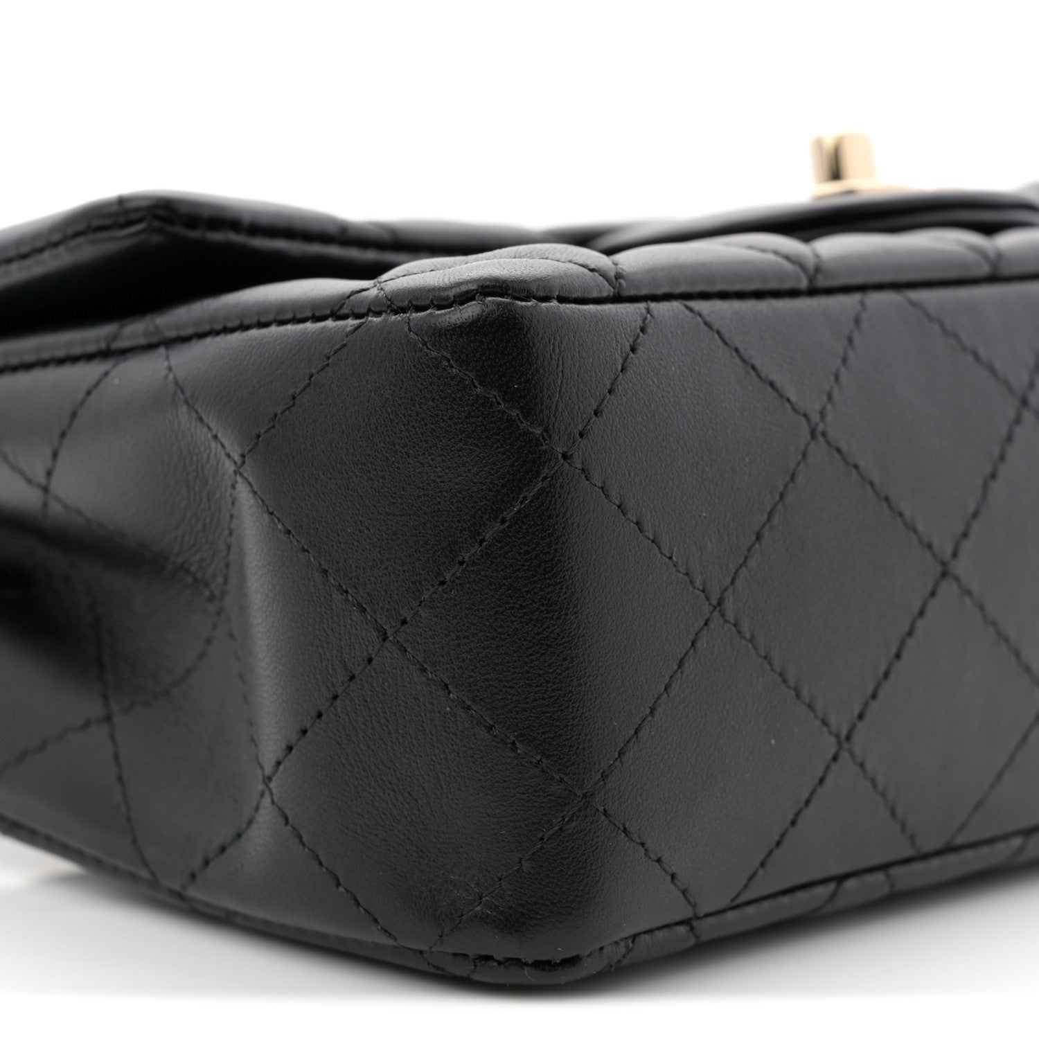 Lambskin Quilted Mini Rectangular Flap Black