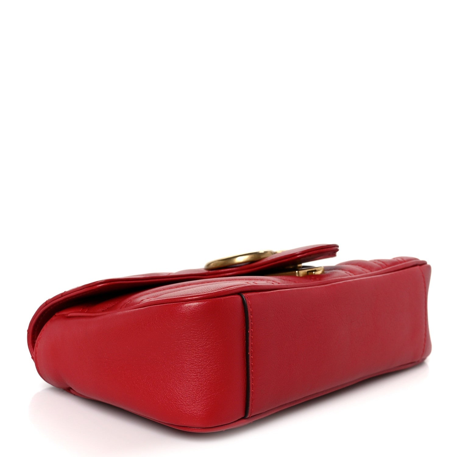 Calfskin Matelasse Mini GG Marmont Shoulder Bag Hibiscus Red