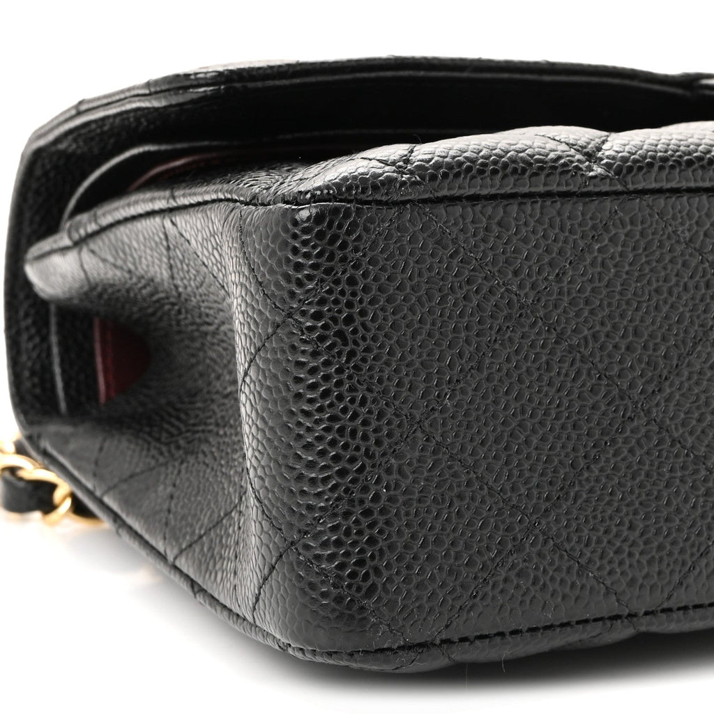 Caviar Quilted Medium Double Flap Black
