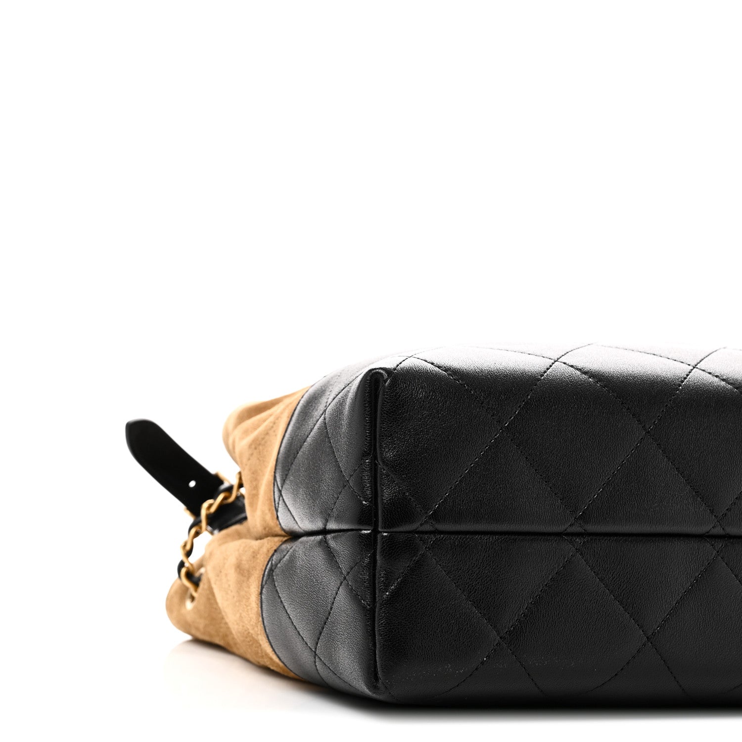 Suede Calfskin Shiny Lambskin Quilted Small Coco Base Shopping Bag Beige Black