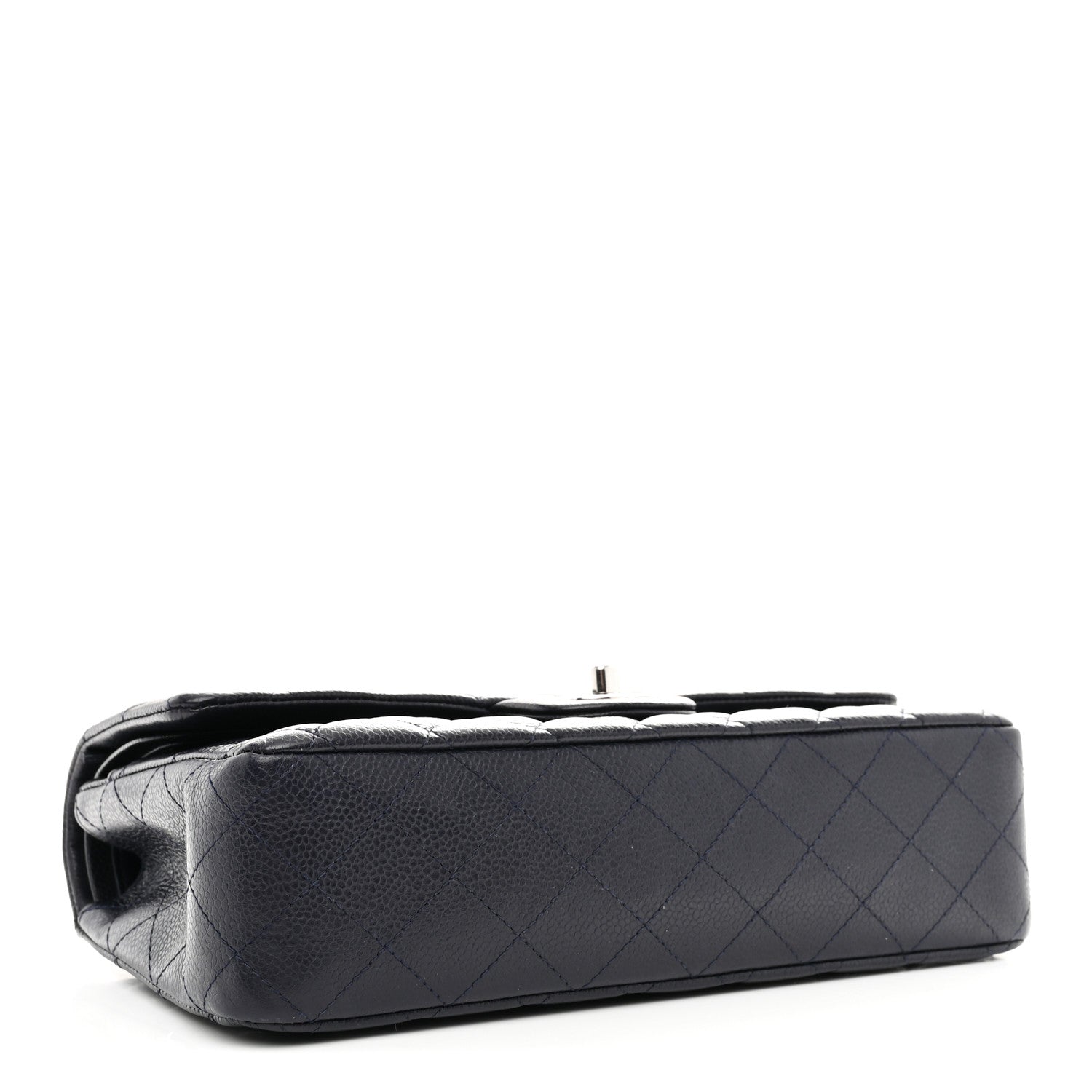 Caviar Quilted Medium Double Flap Navy