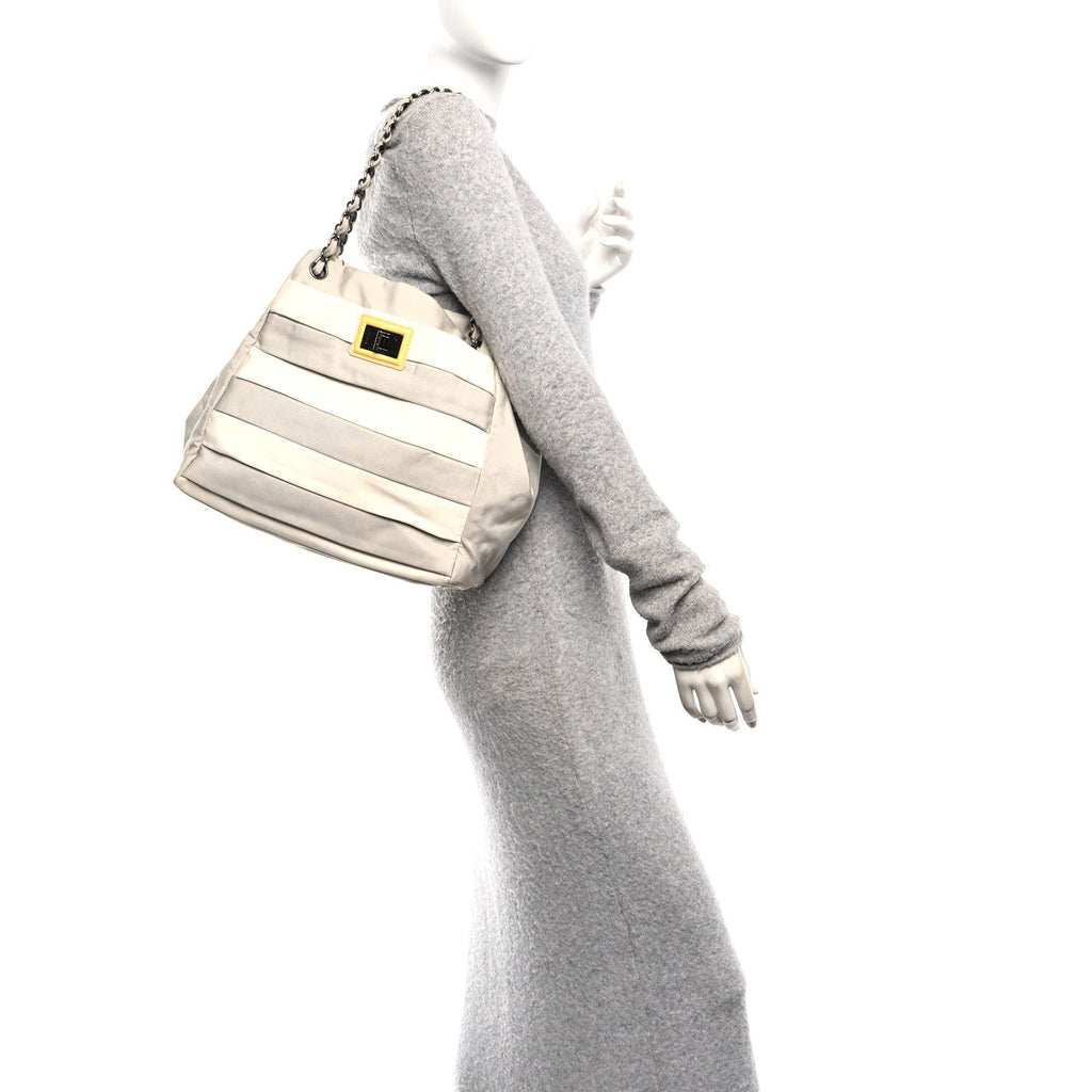 Nylon Quilted 2.55 Reissue Tote White Grey