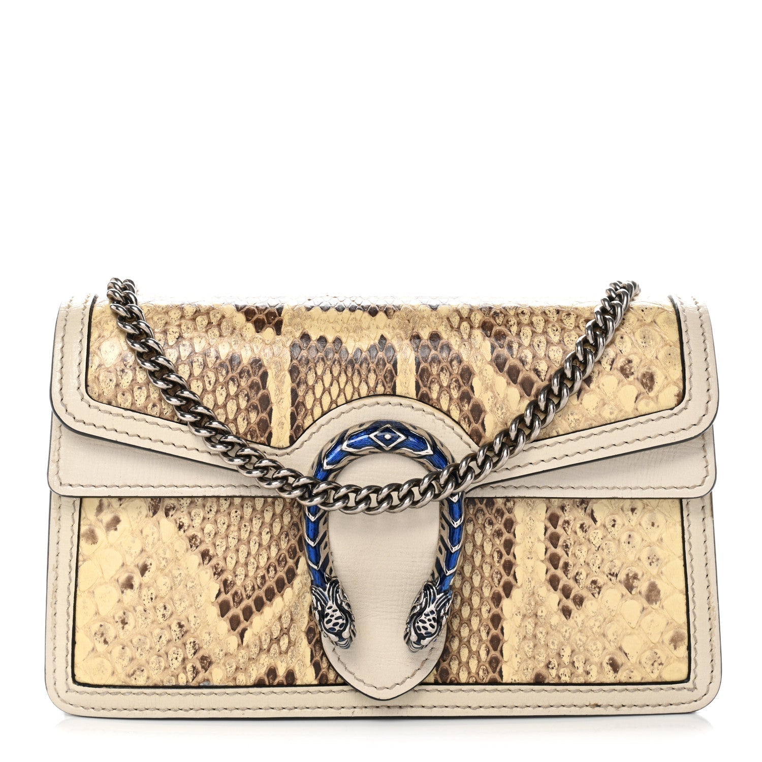 Snakeskin Azalea Calfskin Enamel Super Mini Dionysus Shoulder Bag New Rock White Electric Blue