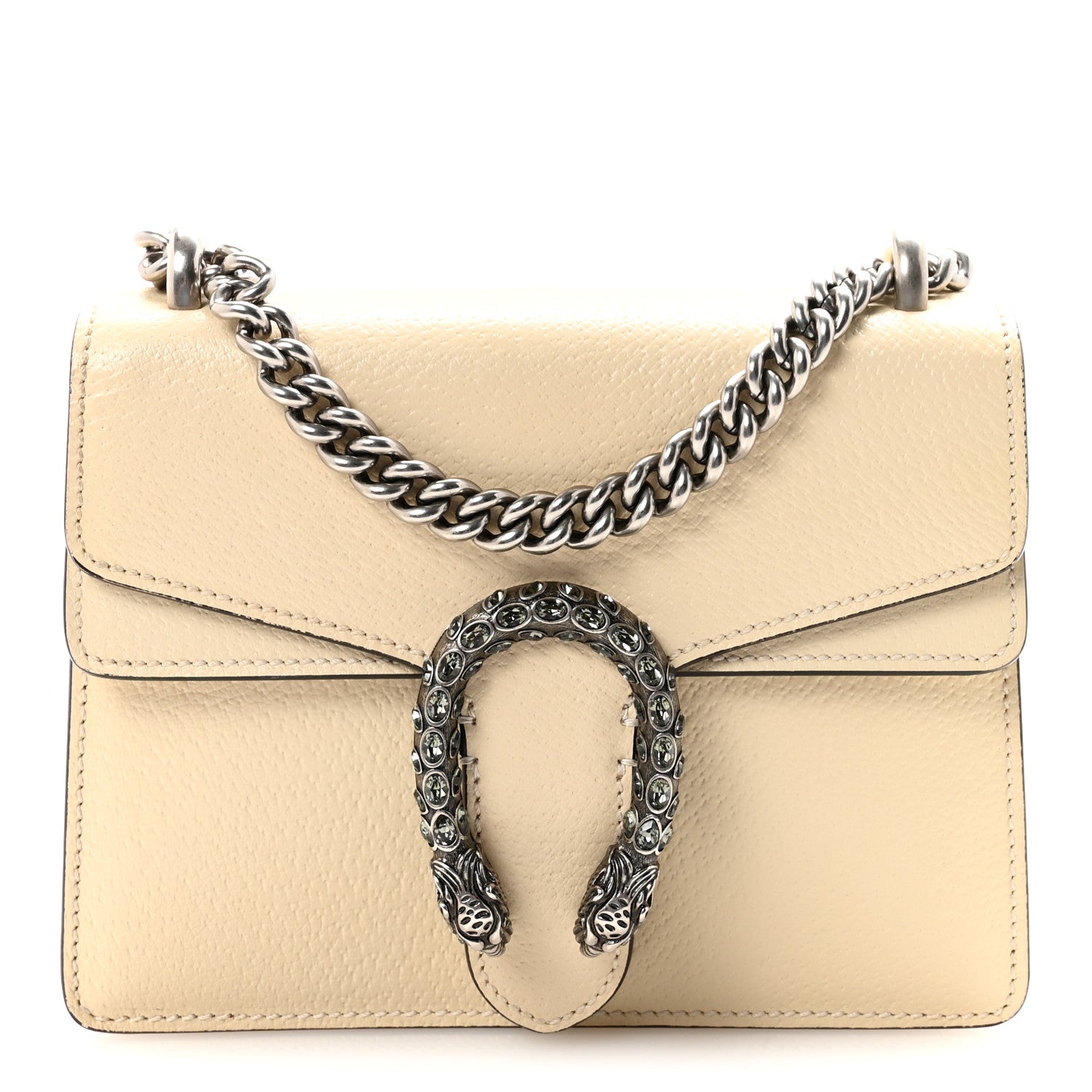 Textured Calfskin Crystal Mini Dionysus Shoulder Bag Mystic White