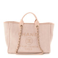 Mixed Fibers Calfskin Medium Deauville Tote Beige