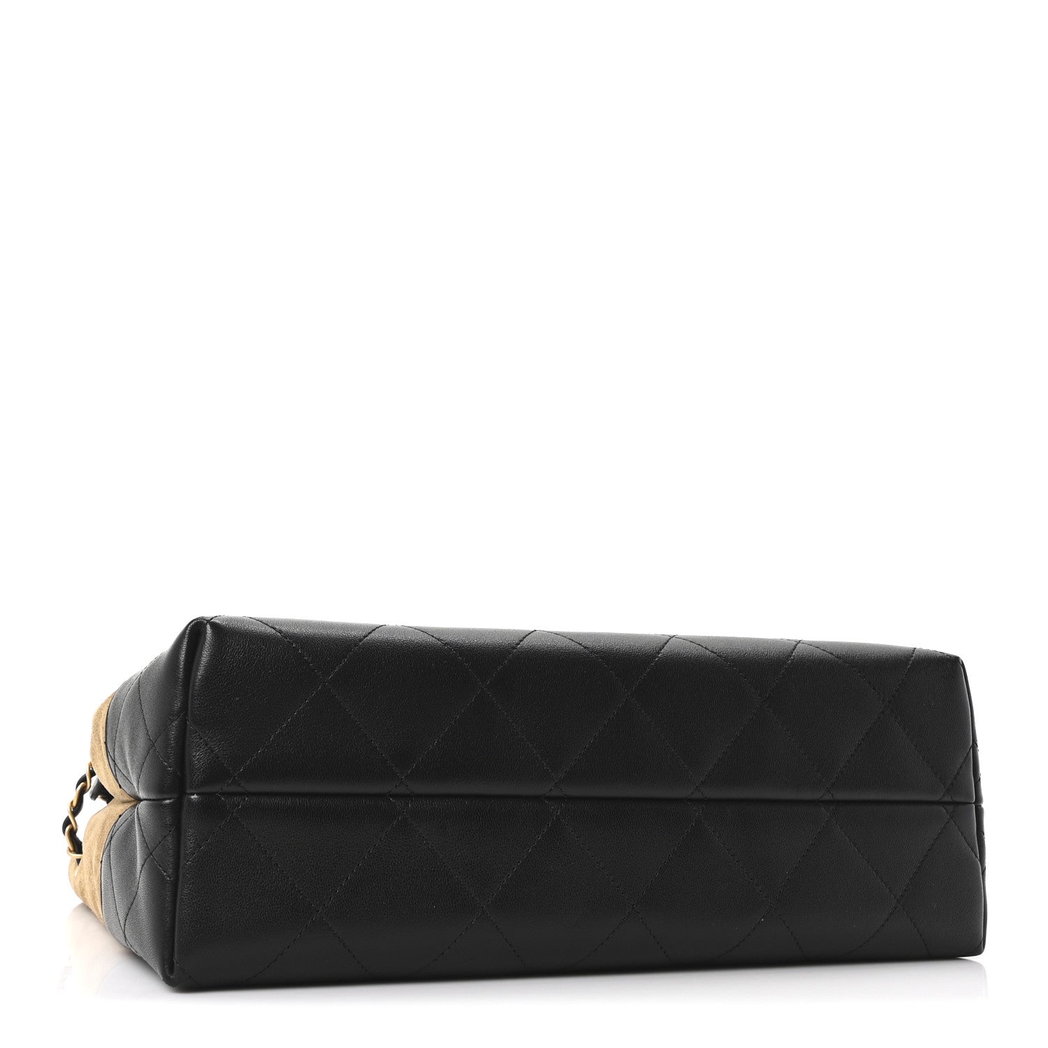 Suede Calfskin Shiny Lambskin Quilted Small Coco Base Shopping Bag Beige Black