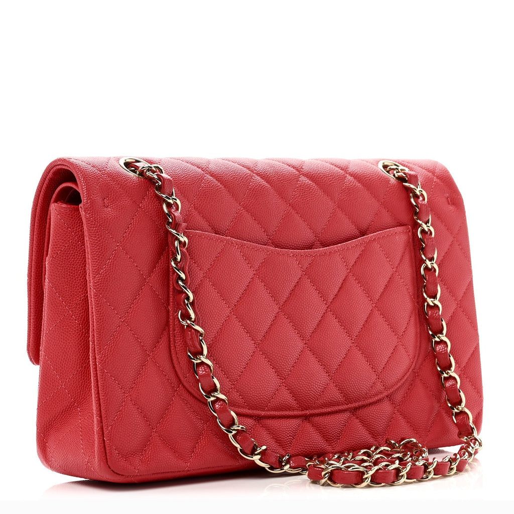 Caviar Quilted Medium Double Flap Red