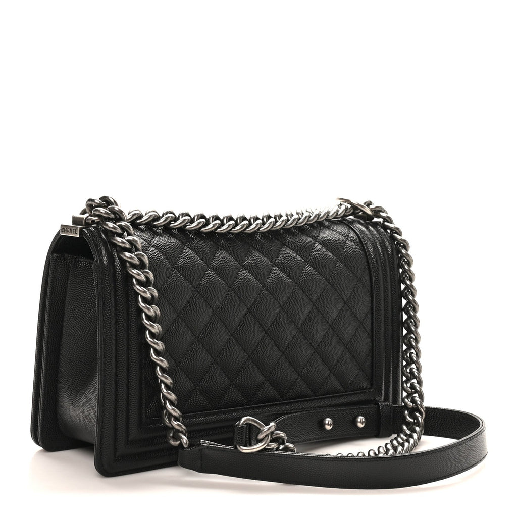 Caviar Quilted Medium Boy Flap Black