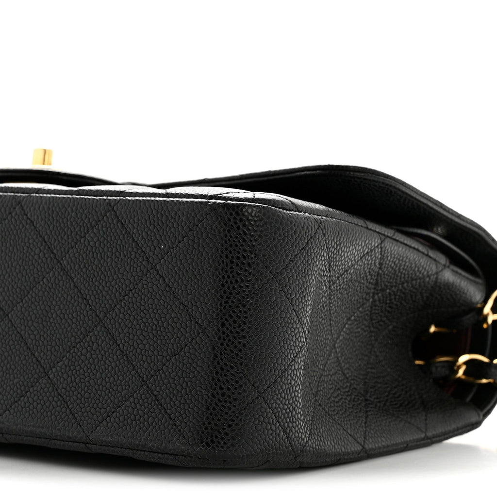 Caviar Quilted Jumbo Double Flap Black