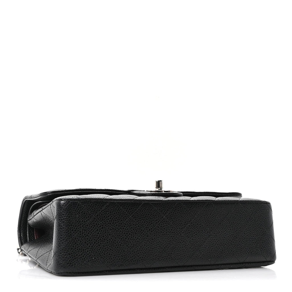 Caviar Quilted Medium Double Flap Black