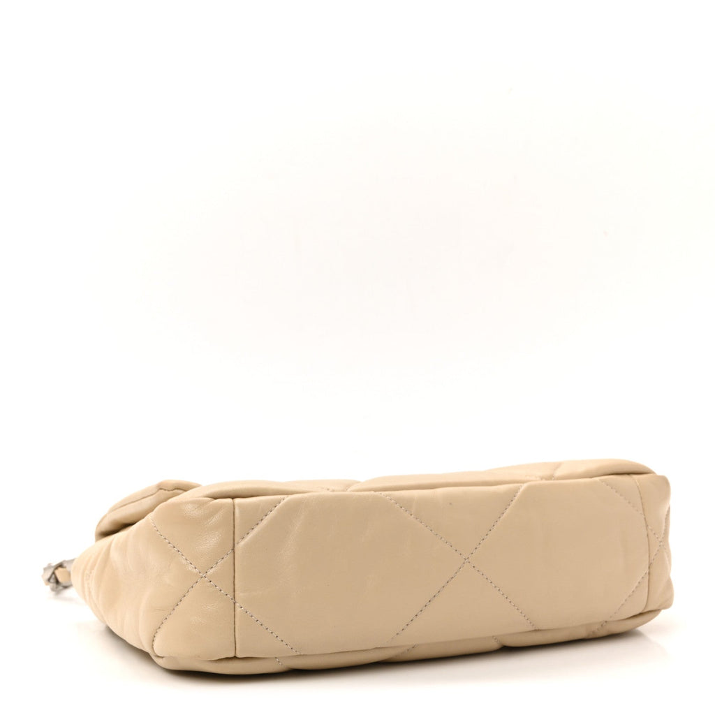 Lambskin Quilted Medium Chanel 19 Flap Beige