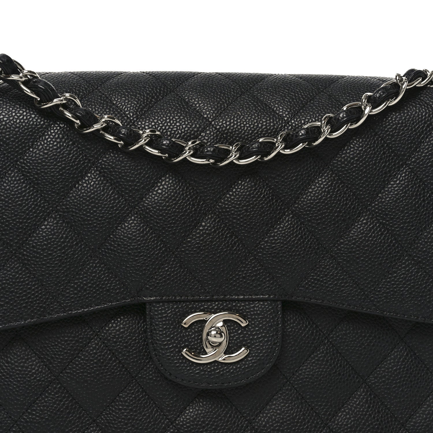 Caviar Quilted Jumbo Double Flap Black
