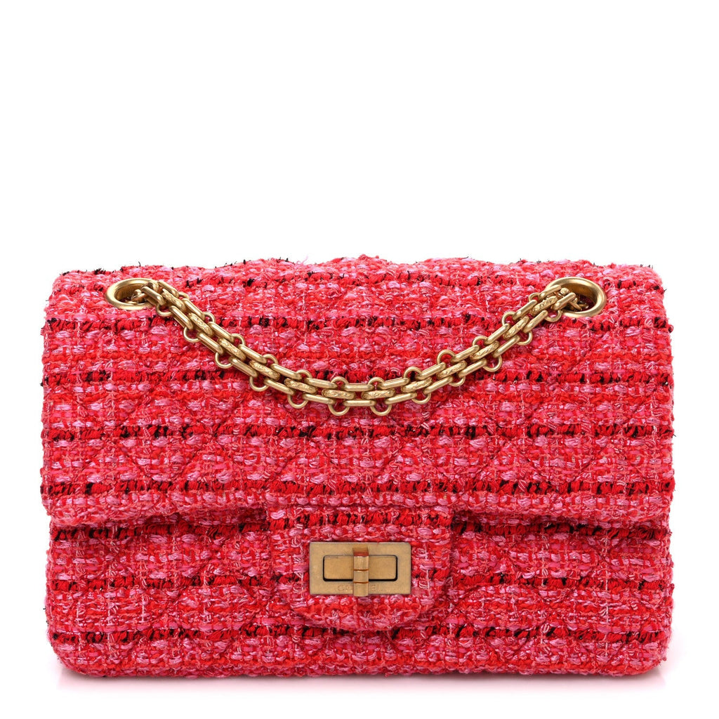 Tweed Quilted Mini 2.55 Reissue Flap Red Ecru Black