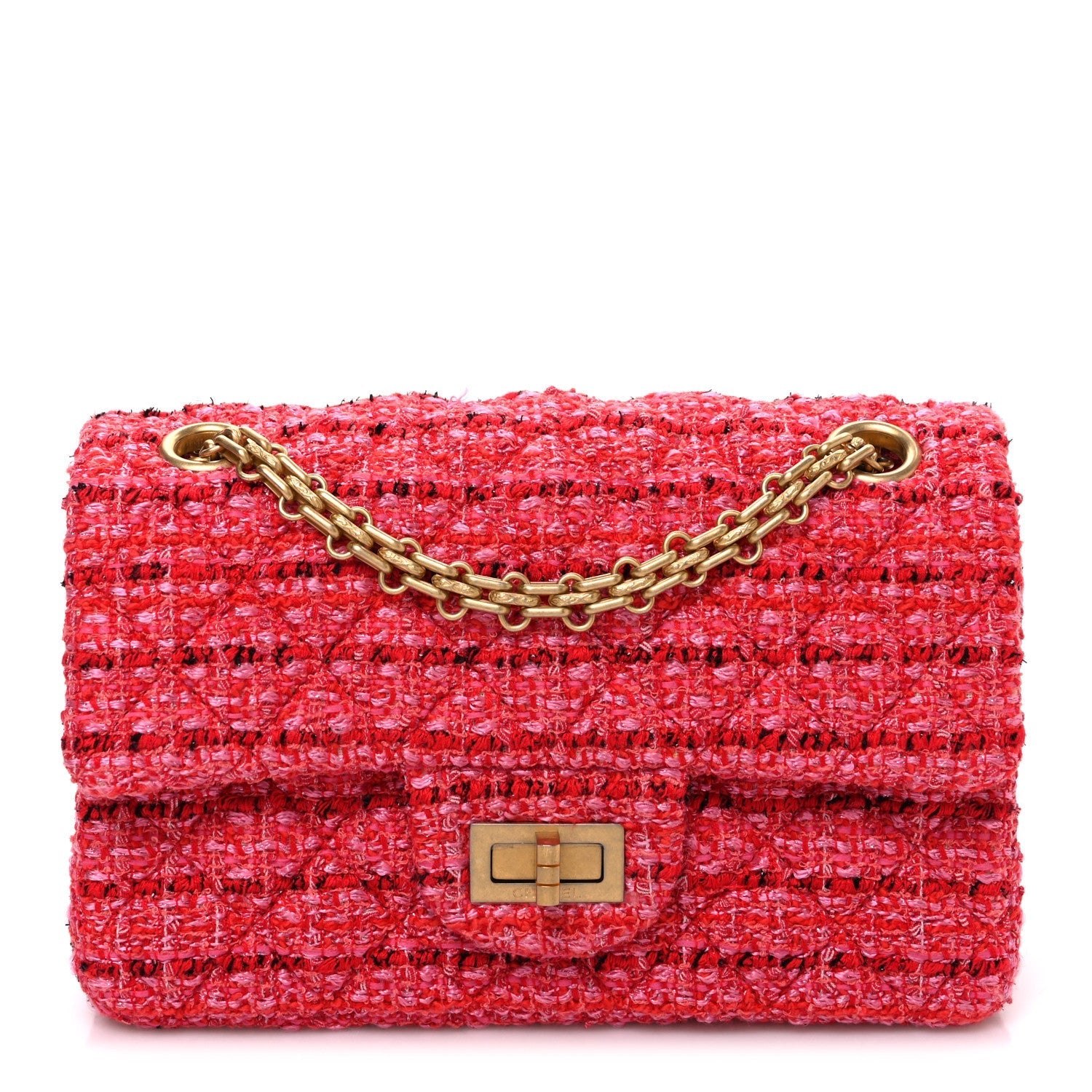 Tweed Quilted Mini 2.55 Reissue Flap Red Ecru Black