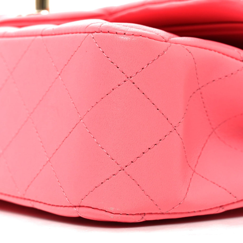 Lambskin Quilted Medium Double Flap Pink