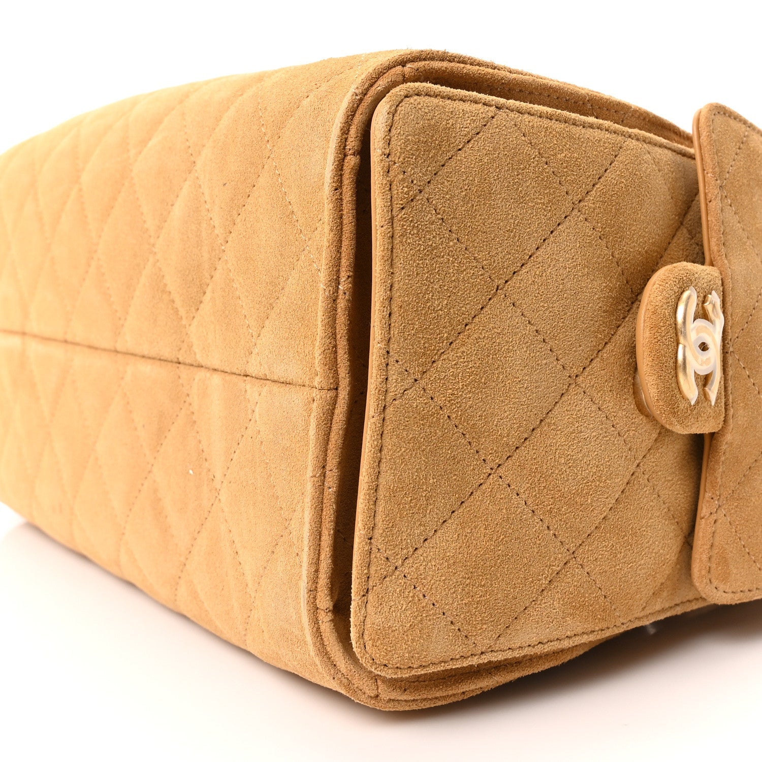 Suede Quilted Small Chanel 25 Handbag Beige