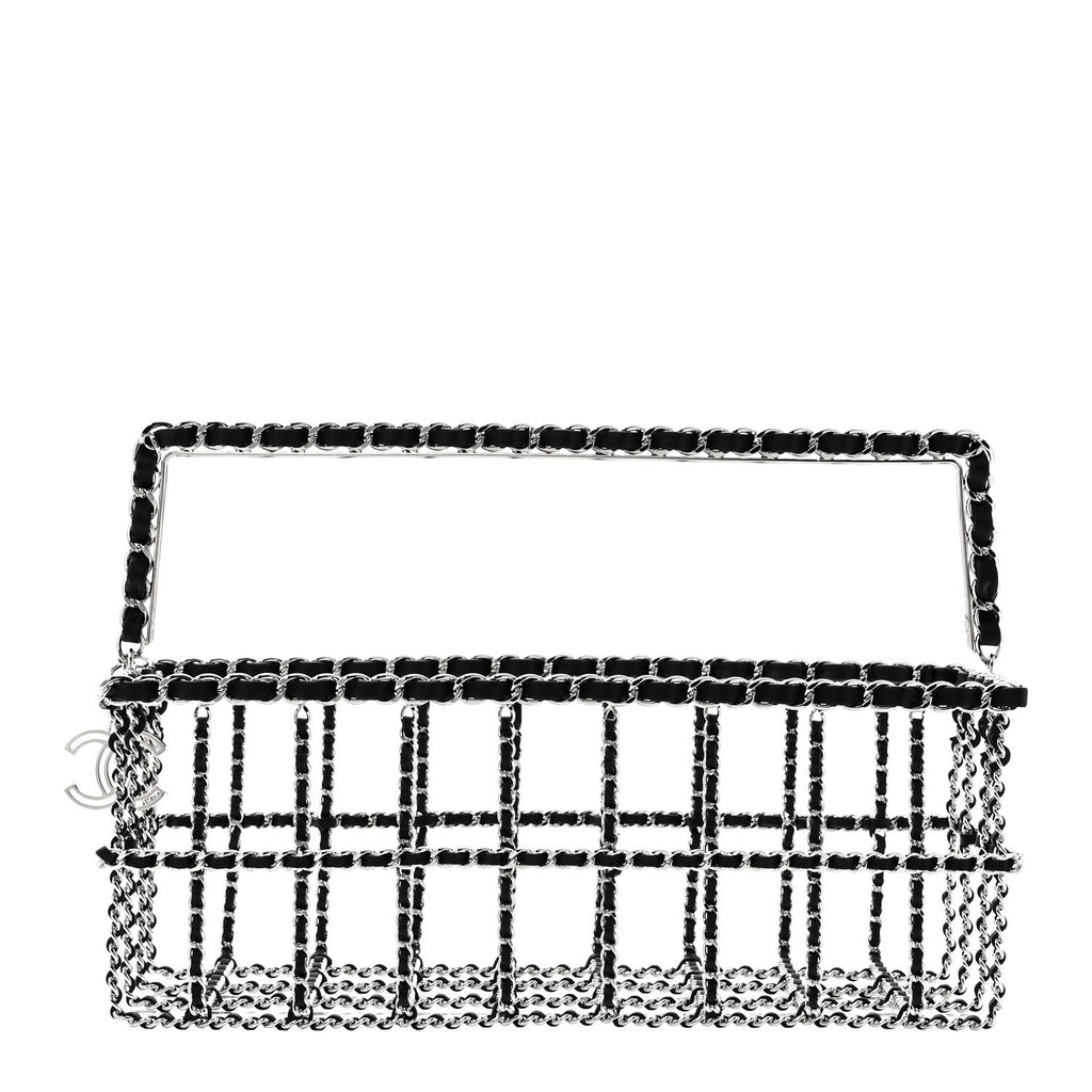 Brass Calfskin Grocery By Chanel Minaudiere Shopping Basket Silver