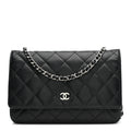 Caviar Quilted Wallet on Chain WOC Black