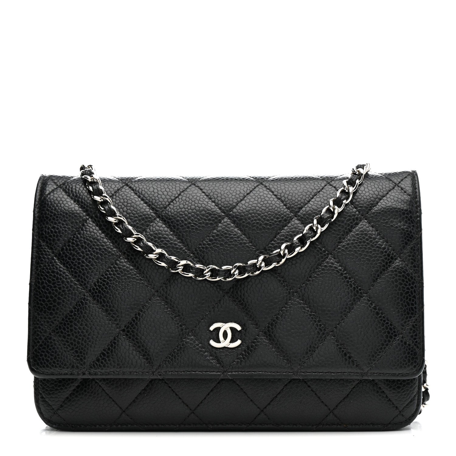 Caviar Quilted Wallet on Chain WOC Black