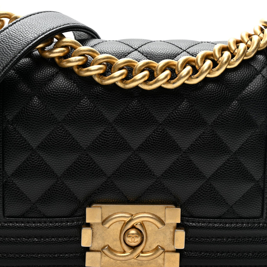 Caviar Quilted Small Boy Flap Black