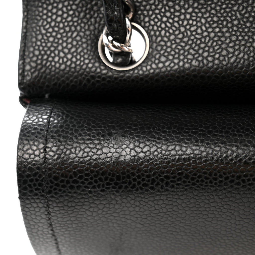 Caviar Quilted Medium Double Flap Black
