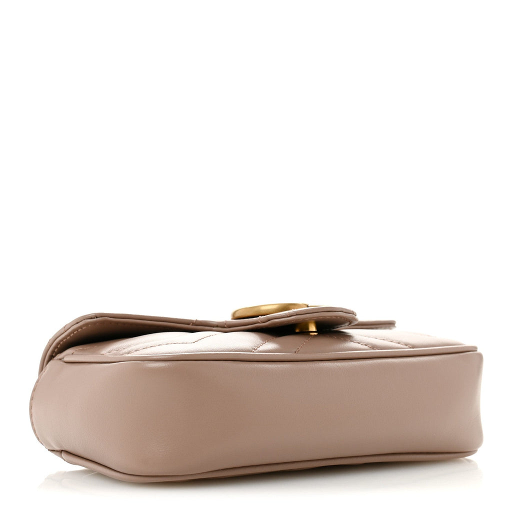 Calfskin Matelasse Super Mini GG Marmont Shoulder Bag Porcelain Rose