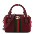 GG Supreme Monogram Textured Dollar Calfskin Web Super Mini Ophidia Top Handle Bowler Bag Rosso Ancora