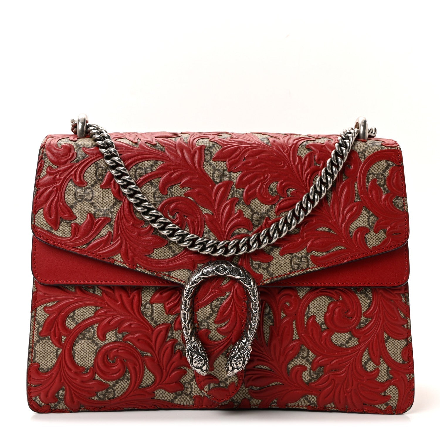 GG Supreme Monogram Arabesque Medium Dionysus Shoulder Bag Hibiscus Red
