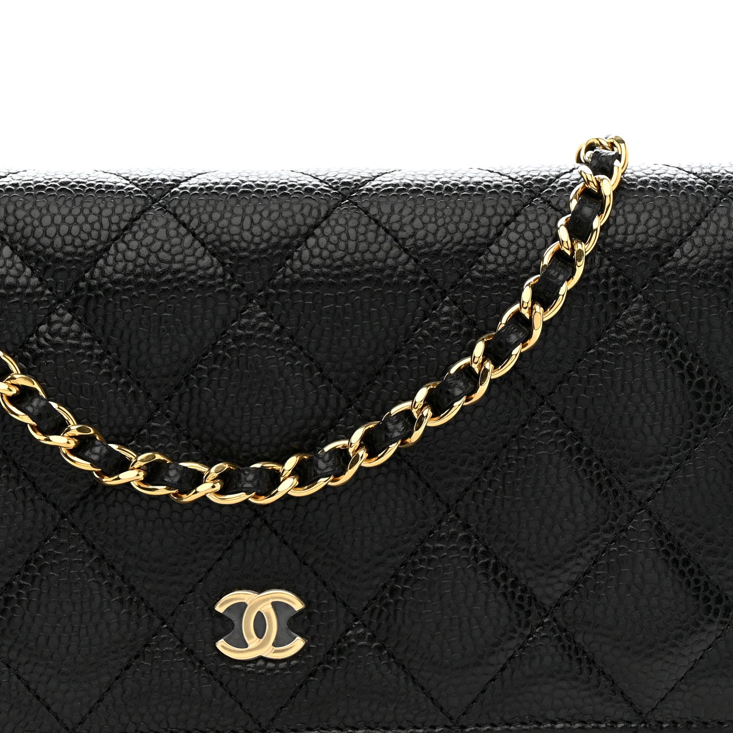 Caviar Quilted Wallet on Chain WOC Black