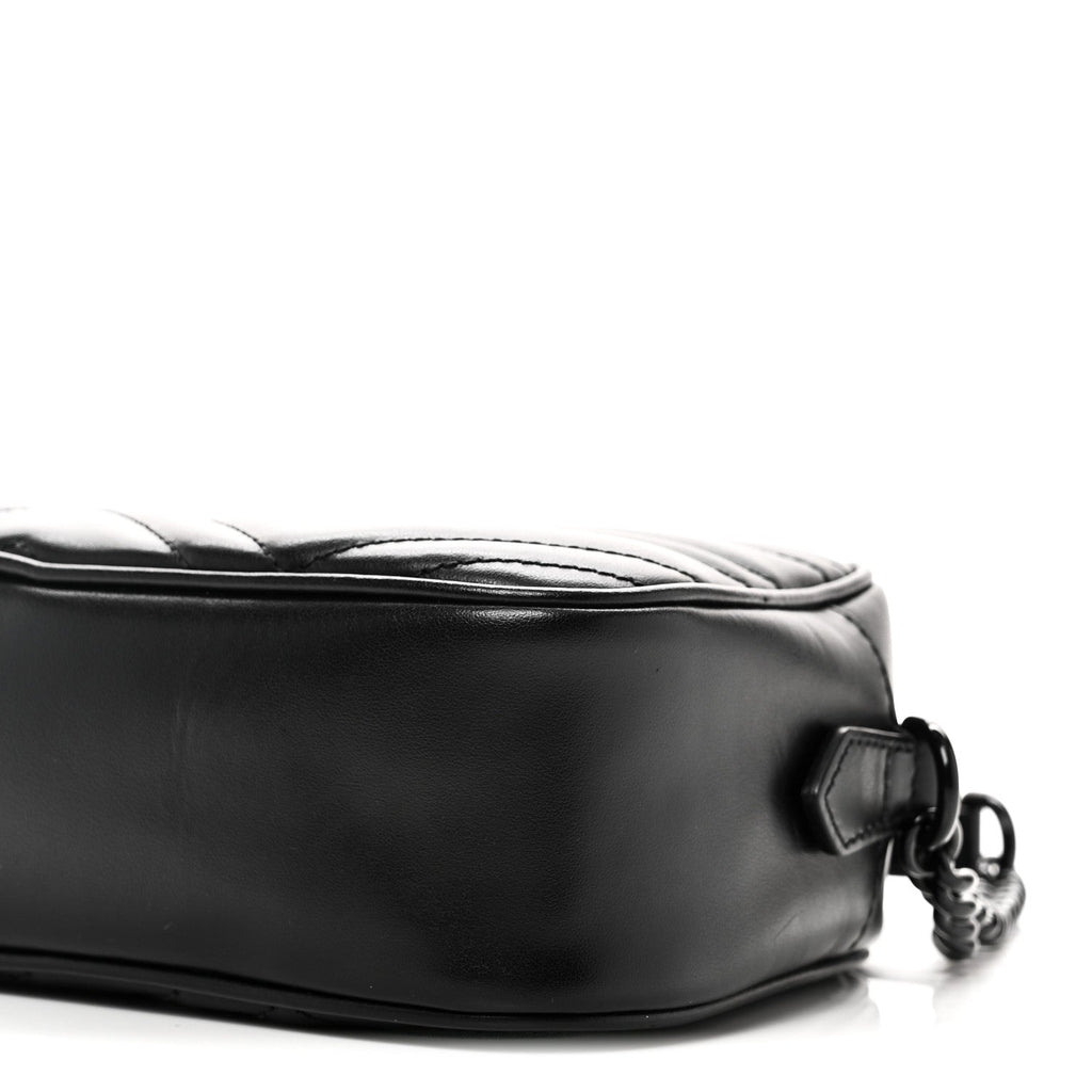 Calfskin Matelasse Monochrome Small GG Marmont Chain Shoulder Bag Black
