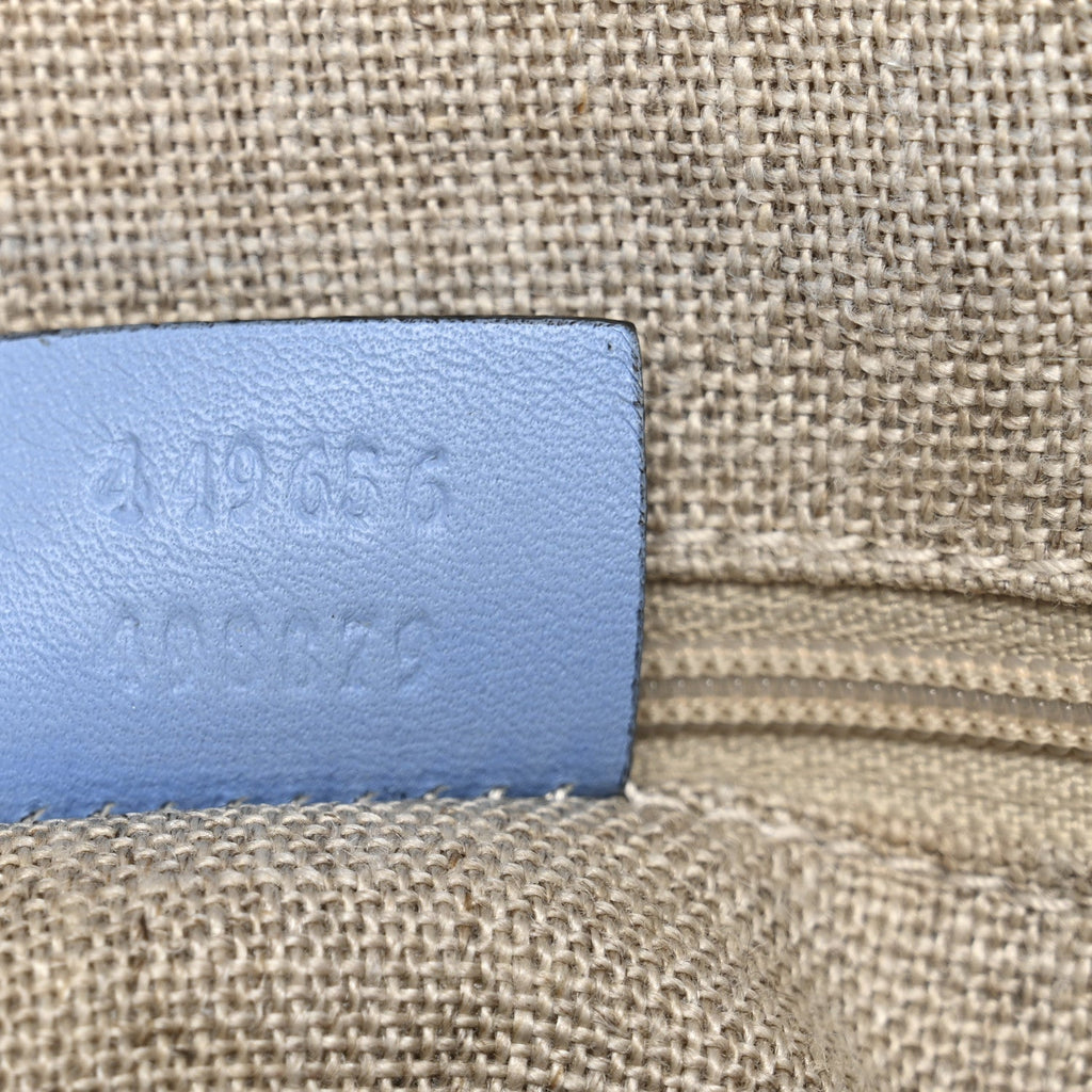 Soft Microguccissima Small Zippered Satchel Light Blue
