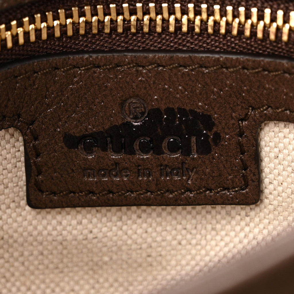 GG Supreme Monogram Textured Dollar Calfskin Web Medium Blondie Top Handle Shoulder Flap Bag Beige Ebony New Acero