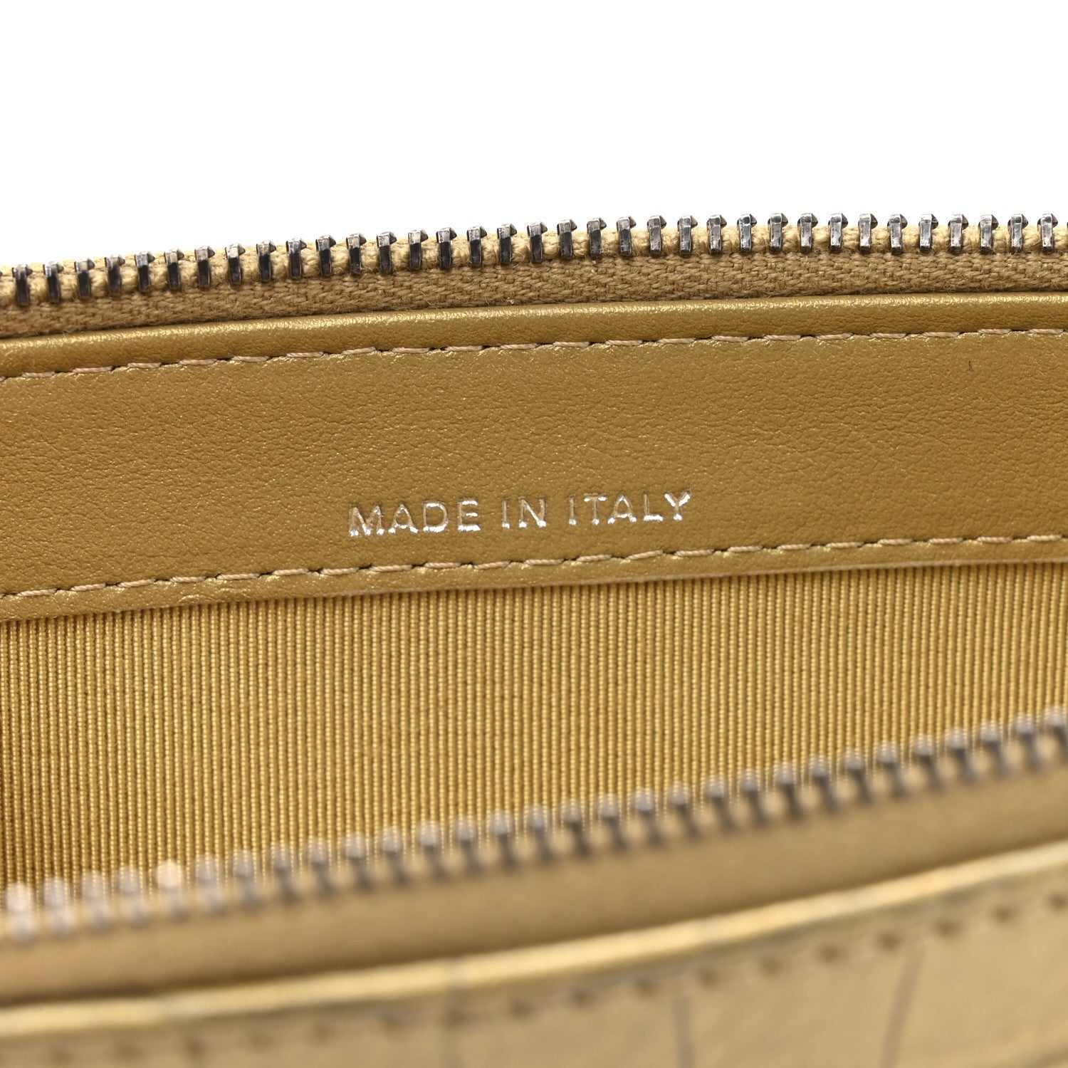 Metallic Calfskin Crocodile Embossed Small Gabrielle Clutch With Chain Gold
