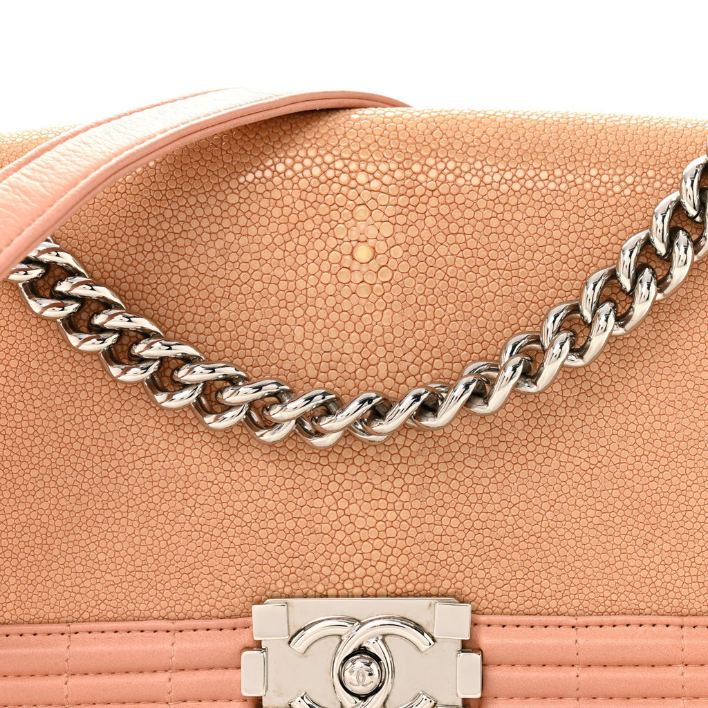 Galuchat Stingray Medium Boy Flap Pink
