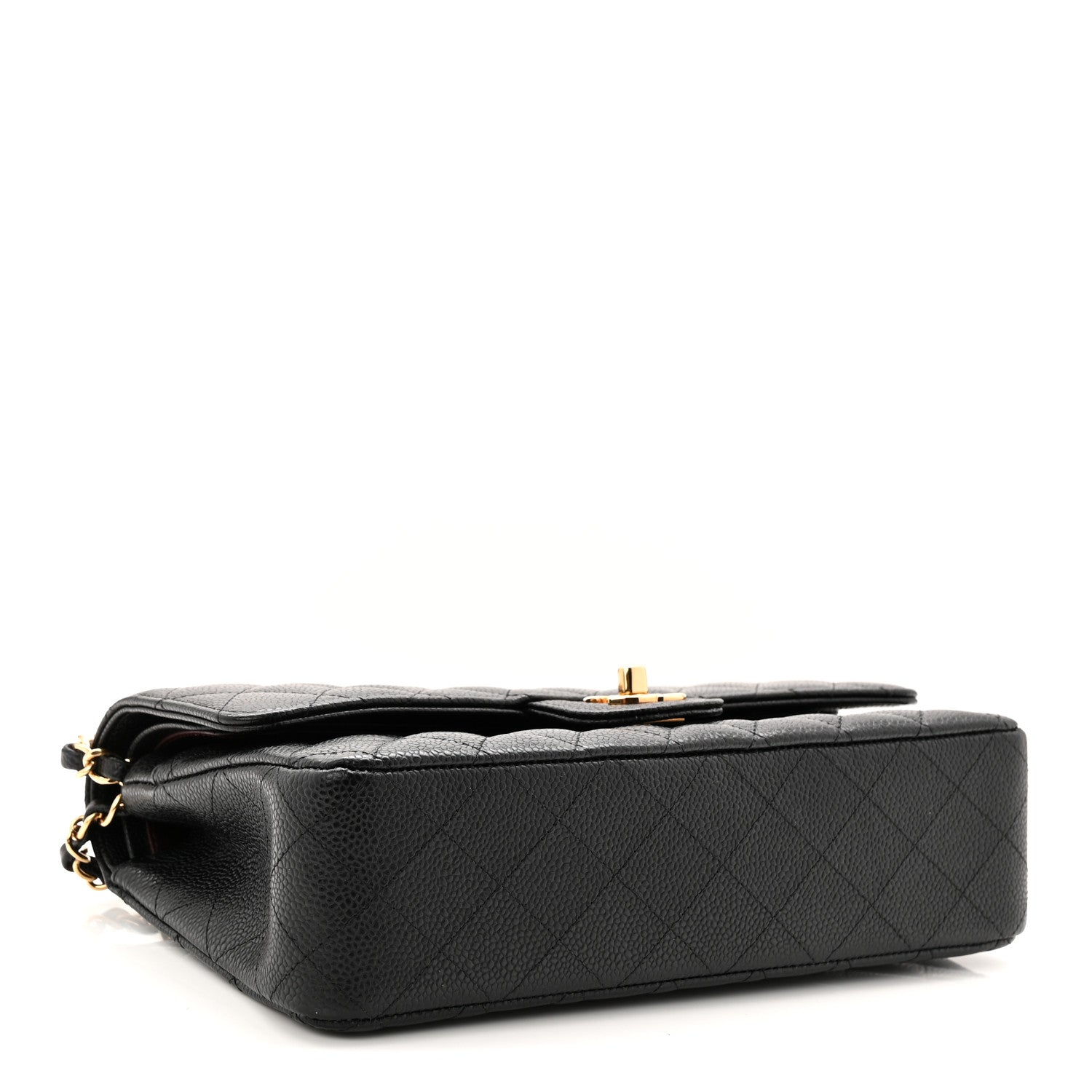Caviar Quilted Medium Double Flap Black