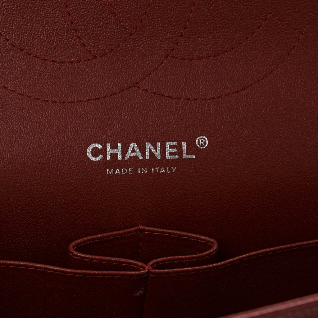Caviar Quilted Jumbo Double Flap Dark Red