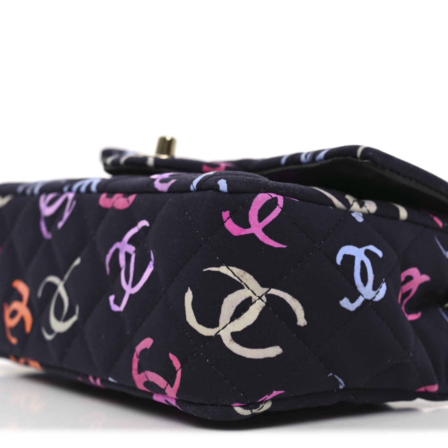 Printed Fabric Quilted Mini Rectangular Flap Black Pink Blue Yellow Orange