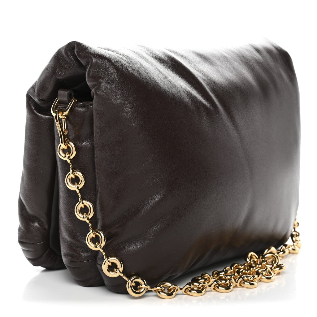 Lambskin Goya Puffer Bag Dark Chocolate