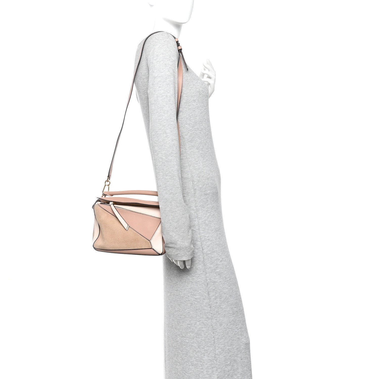 Calfskin Suede Small Puzzle Bag Blush