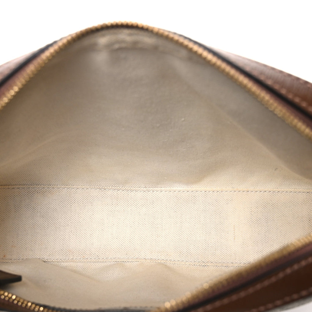 GG Supreme Monogram Azalea Calfskin Retro Interlocking G Messenger Shoulder Bag Beige Ebony Brown Sugar