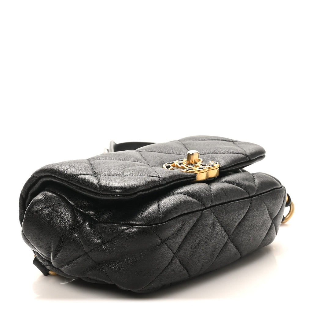 Lambskin Quilted Chanel 19 Waist Bag Black