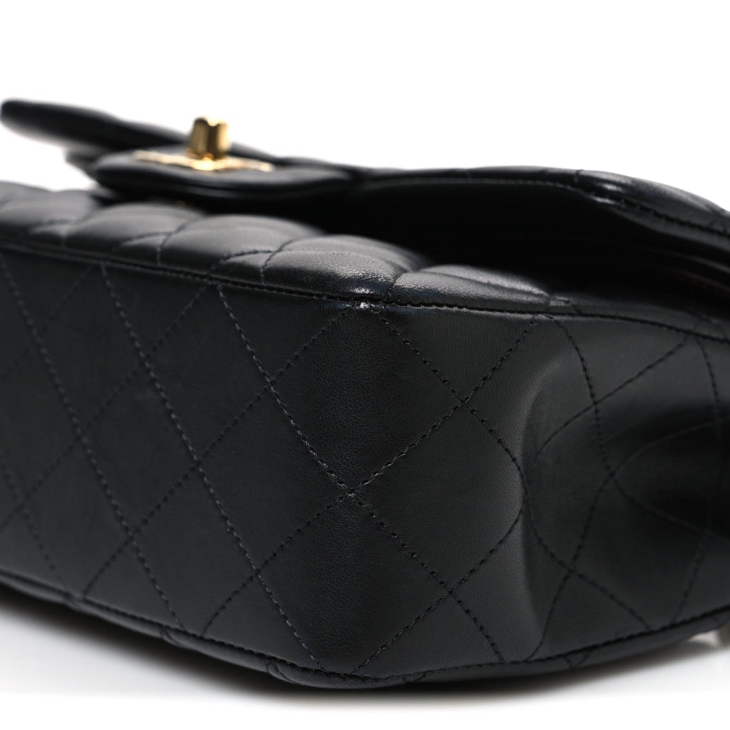 Lambskin Quilted Small Double Flap Black