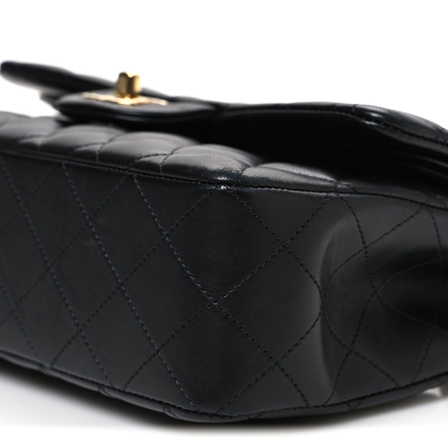 Lambskin Quilted Small Double Flap Black