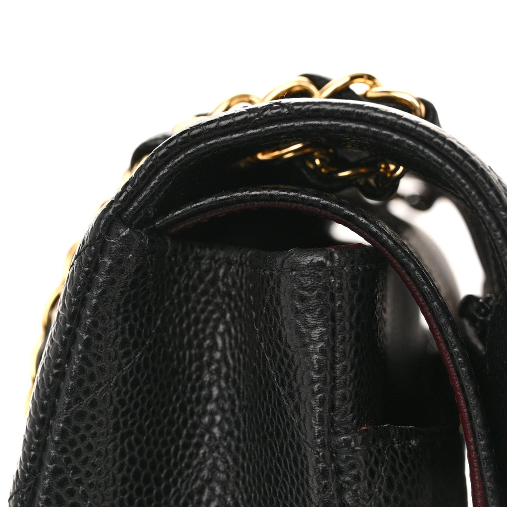 Caviar Quilted Medium Double Flap Black