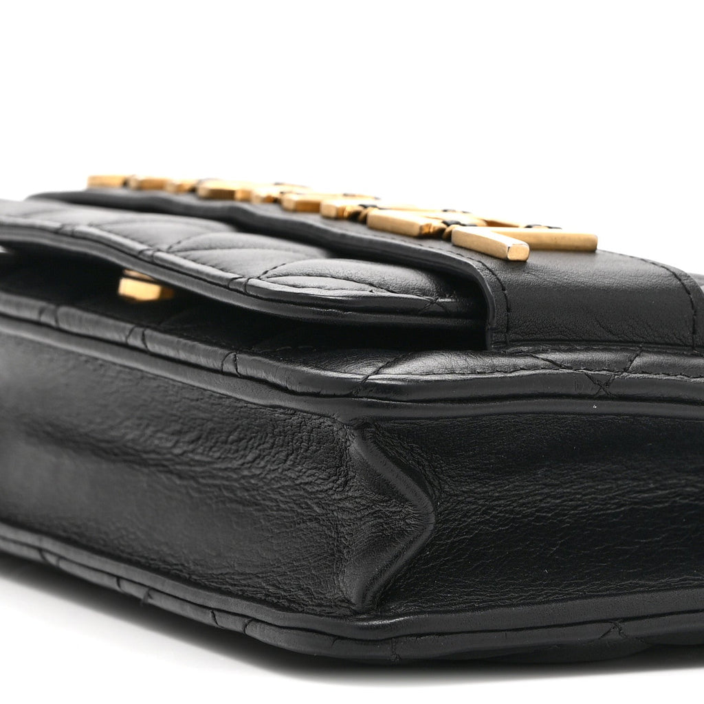 Calfskin Quilted Enchained Wallet On Chain WOC Black