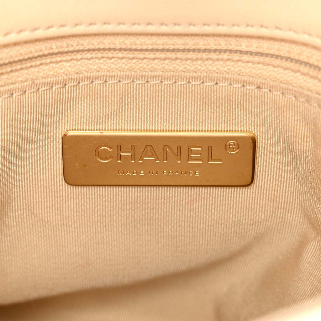 Lambskin Quilted Medium Chanel 19 Flap Light Beige