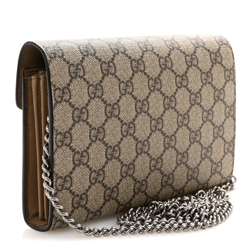 GG Supreme Monogram Mini Dionysus Chain Wallet Beige Taupe
