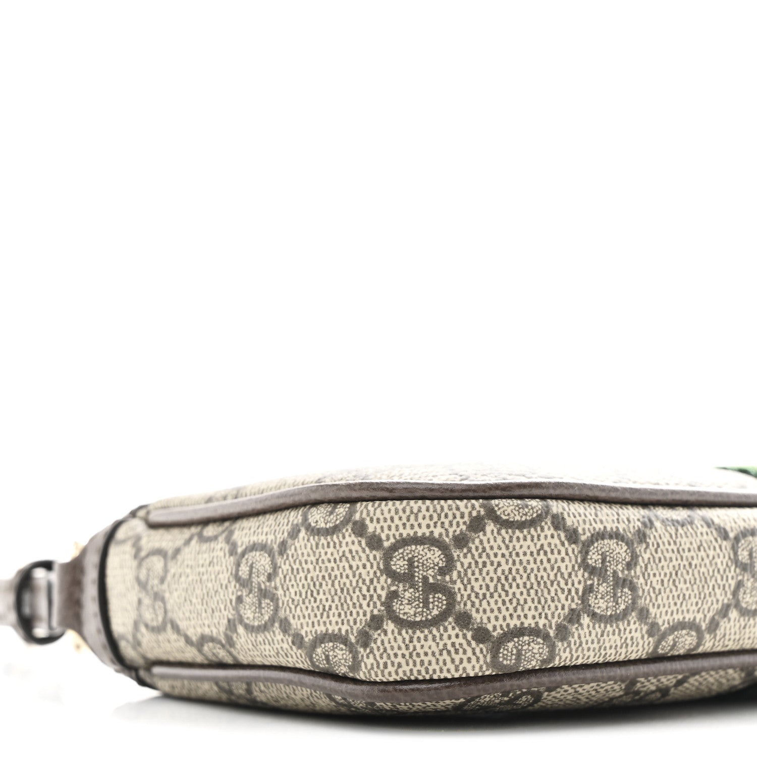 GG Supreme Monogram Textured Dollar Calfskin Web Mini Ophidia Shoulder Bag Beige Ebony New Acero